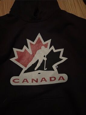 Canada Hockey Crewneck Sweater - Black with Red & White Graphic